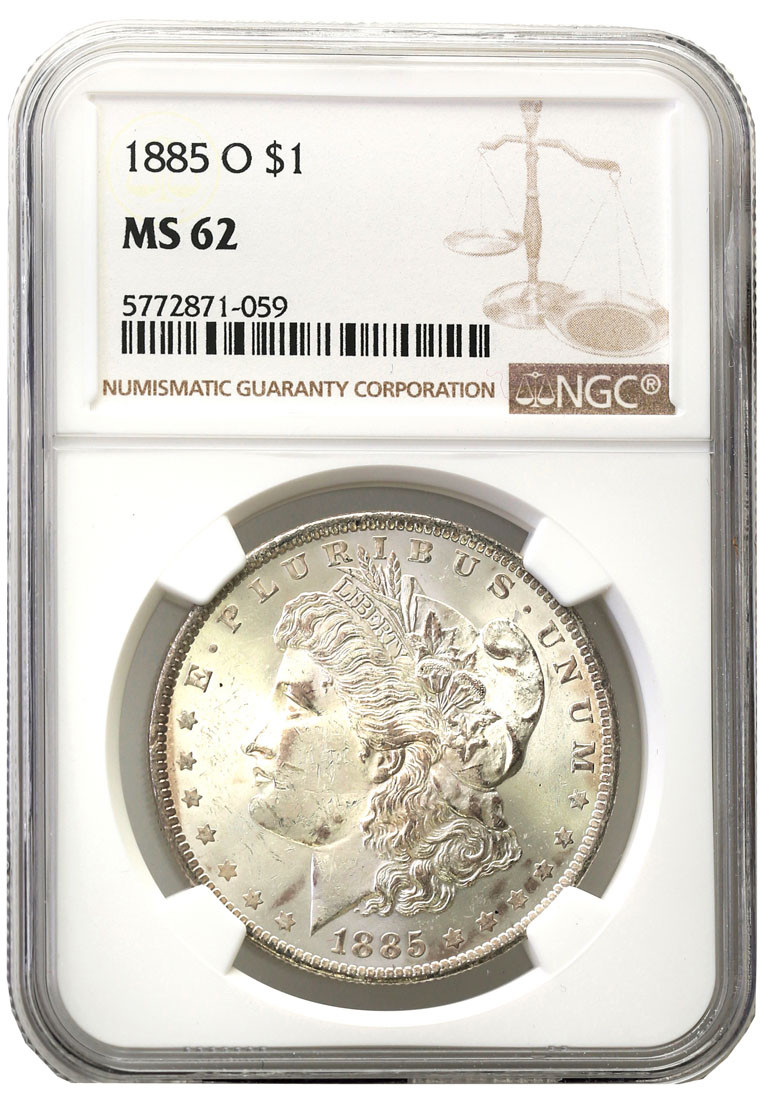 USA. Dolar 1885 O, Nowy Orlean NGC MS62